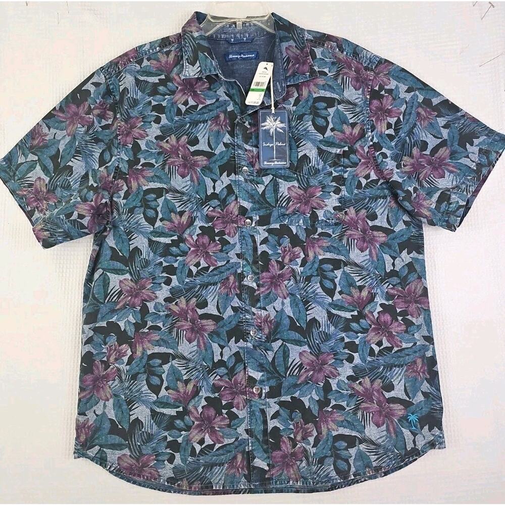 Tommy Bahama ~Men's Size L~ Multicolor Blue Bay Gardens 100% Cotton Shirt NWT - Picture 10 of 16